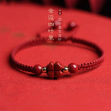 Zodiac Lucky Clover Red String Bracelet Chinese Style