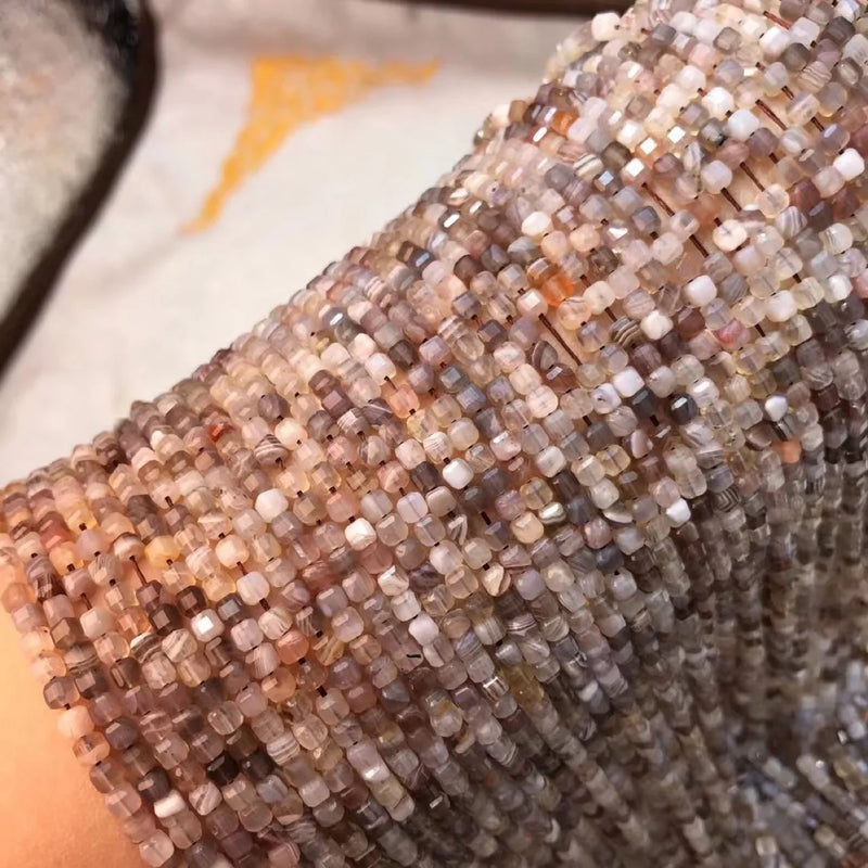 Natural Agate 3-3.5mm Cube Faceted Beads for Jewelry Making