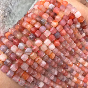 Natural Agate 6-7mm Cube Faceted Beads for Jewelry Making