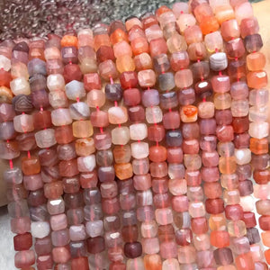 Natural Agate 6-7mm Cube Faceted Beads for Jewelry Making