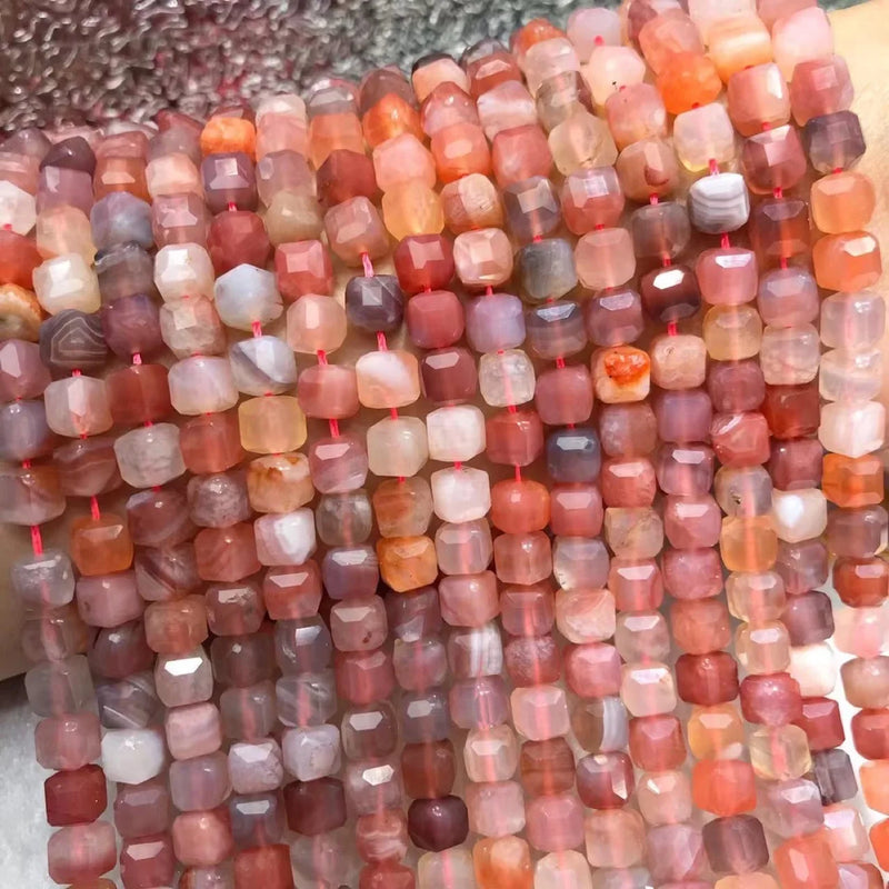 Natural Agate 6-7mm Cube Faceted Beads for Jewelry Making
