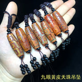 Natural Agate Nine-Eyed Three-Eyed Dzi Pendant Sweater Chain Pendant