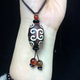 Natural Agate Nine-Eyed Three-Eyed Dzi Pendant Sweater Chain Pendant