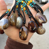 Natural Agate Rough Stone Pendant Silk Handle Car Hanging Jewelry