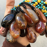 Natural Agate Rough Stone Pendant Silk Handle Car Hanging Jewelry