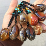 Natural Agate Rough Stone Pendant Silk Handle Car Hanging Jewelry