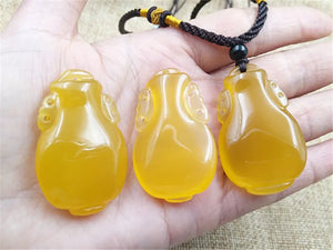 Natural Agate Chalcedony Hand-Carved Vase Pendant