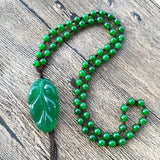 Green Jade Pendant Necklace for Women Men Leaves Jade Jewelry