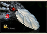 Natural Agate Jade Pendant Necklace Leaves Jade Women Men Jade Necklaces