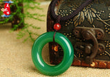 Agate Yellow Green Jade Pendant Necklace Safety Button Women Men Jade Jewelry