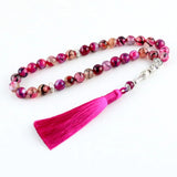 Natural Agate Stones Tasbih 99 Beads Rosary Muslim Misbaha Prayer Bracelet