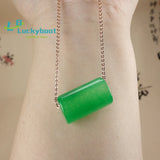 Natural Green Malay Jade Tube Pearl Pendant