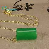 Natural Green Malay Jade Tube Pearl Pendant
