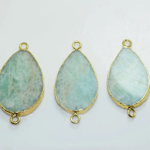 Natural Amazonite Stone Quartz Pendant Frame Amulet Charm Bohemian Jewelry
