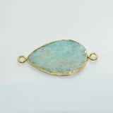 Natural Amazonite Stone Quartz Pendant Frame Amulet Charm Bohemian Jewelry