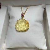 Natural Amber Flower Carved Pendant Necklace