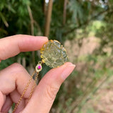 Natural Amber Flower Carved Pendant Necklace