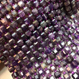 Natural Amethyst 8-8.5mm Cube Faceted Beads for Necklace Bracelet