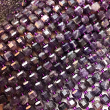 Natural Amethyst 8-8.5mm Cube Faceted Beads for Necklace Bracelet