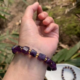Amethyst Crystal Bracelet Titanium Beads 7mm 8mm