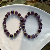 Amethyst Crystal Bracelet Titanium Beads 7mm 8mm