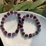 Amethyst Crystal Bracelet Titanium Beads 7mm 8mm
