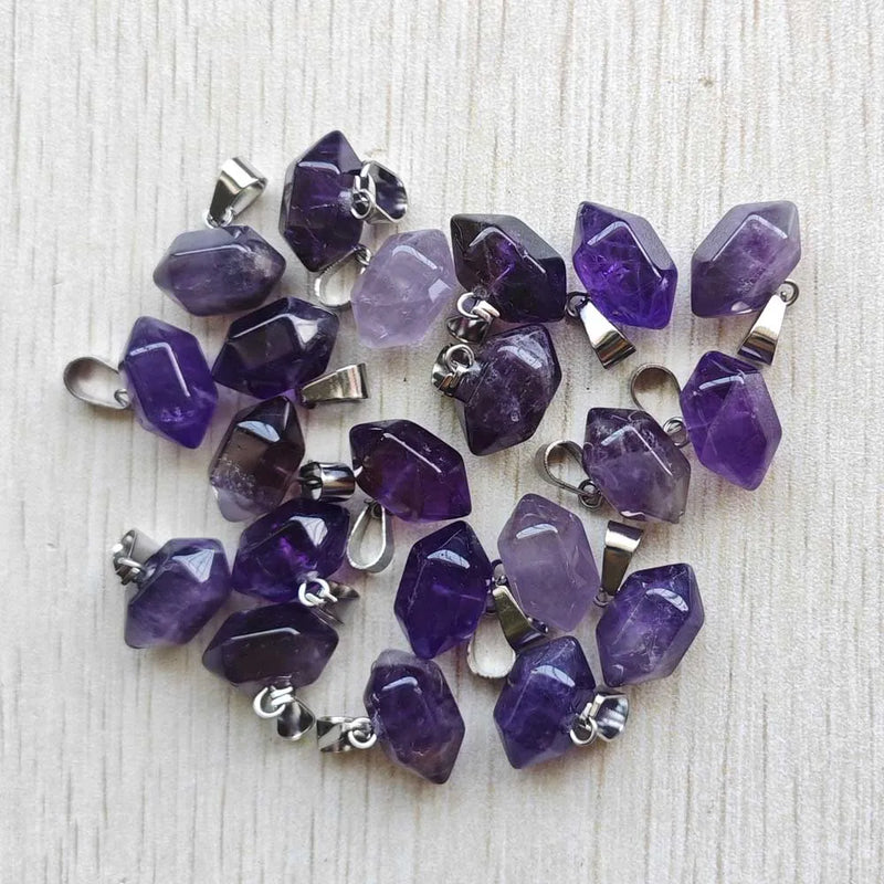 Amethyst Stone Point Charms Pendants for Jewelry Making