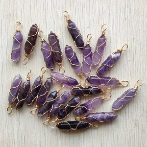 Amethyst Stone Iron Wire Pendants 20pcs