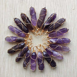 Amethyst Stone Iron Wire Pendants 20pcs