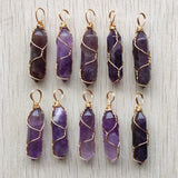 Amethyst Stone Iron Wire Pendants 20pcs