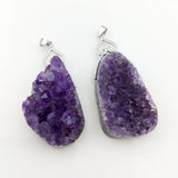 Amethyst Druzy Pendant 925 Sterling Silver Charms Necklace