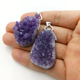 Amethyst Druzy Pendant 925 Sterling Silver Charms Necklace