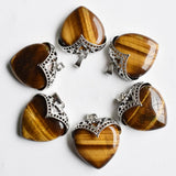 6pcs Natural Amethyst Green Aventurine Quartz Heart Pendant for Jewelry Making