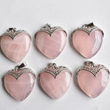 6pcs Natural Amethyst Green Aventurine Quartz Heart Pendant for Jewelry Making