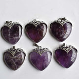 6pcs Natural Amethyst Green Aventurine Quartz Heart Pendant for Jewelry Making