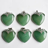 6pcs Natural Amethyst Green Aventurine Quartz Heart Pendant for Jewelry Making
