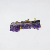 Amethyst Slice Rectangle Pendant - Purple Quartz Crystal Geode Druzy