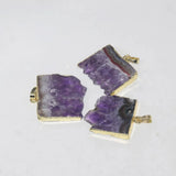 Amethyst Slice Rectangle Pendant - Purple Quartz Crystal Geode Druzy
