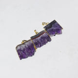 Amethyst Slice Rectangle Pendant - Purple Quartz Crystal Geode Druzy