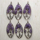Amethyst Stone Copper Wire Wrapped Tree of Life Pendants 6pcs/lot