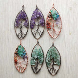 Amethyst Stone Copper Wire Wrapped Tree of Life Pendants 6pcs/lot