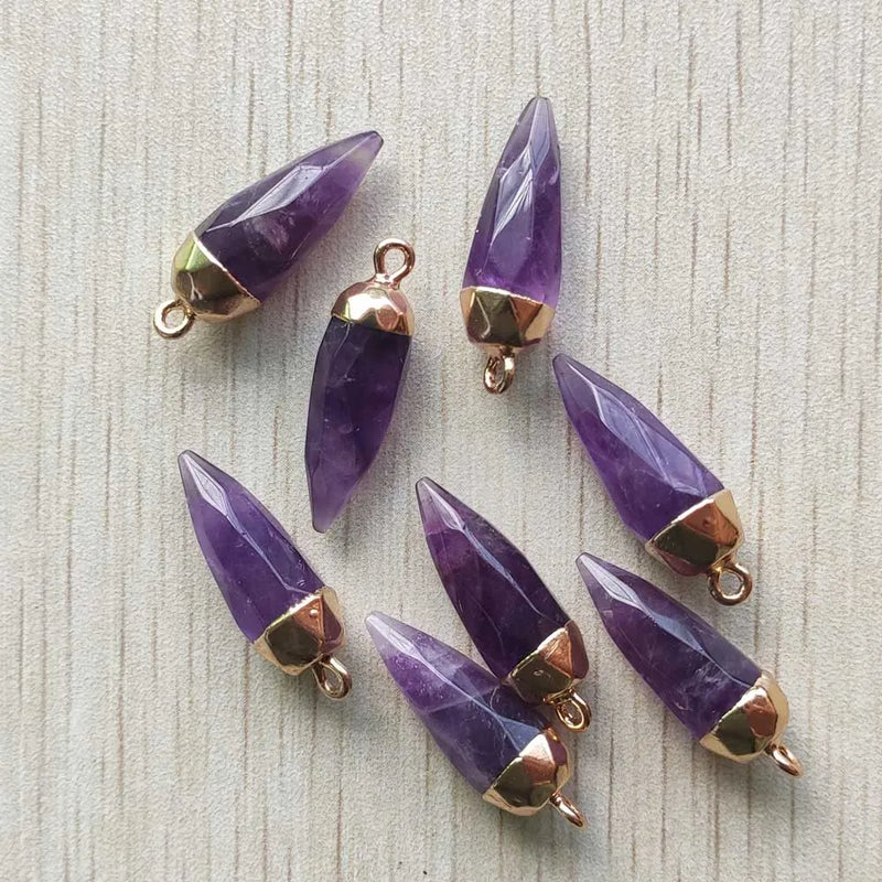 Amethyst Faceted Drop Shape Pendants for DIY Jewelry Making 8pcs/Lot