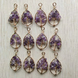 Amethyst Tree of Life Water Drop Pendants for Jewelry Making