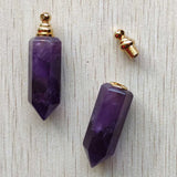 Natural Amethyst Stone Perfume Bottle Pillar Pendants for DIY Necklace
