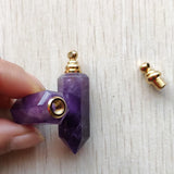 Natural Amethyst Stone Perfume Bottle Pillar Pendants for DIY Necklace