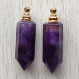 Natural Amethyst Stone Perfume Bottle Pillar Pendants for DIY Necklace