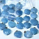 Aquamarine Heart Pendant Crystal Drop Necklace