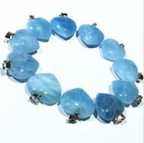 Aquamarine Heart Pendant Crystal Drop Necklace