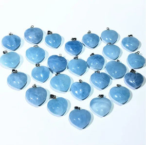 Aquamarine Heart Pendant Crystal Drop Necklace