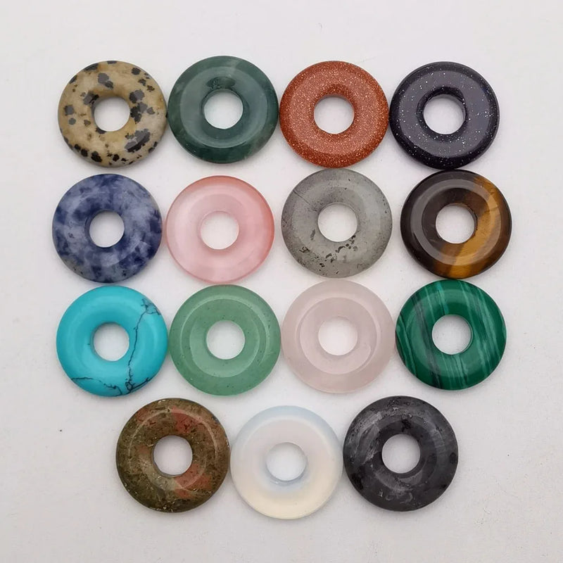 18mm Circle Donut Stone Charms Pendants for Jewelry Making 15pcs/lot